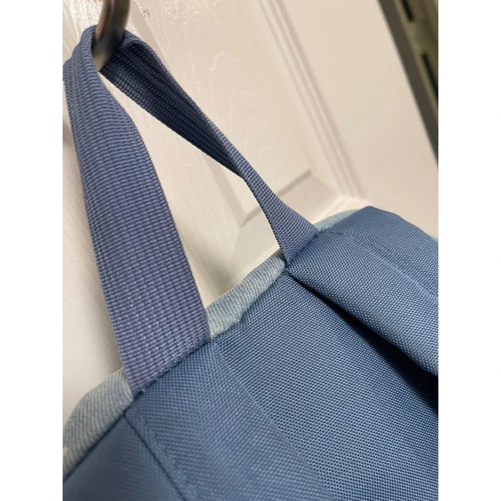 JanSport Right Pack Backpack Blue Denim Star Print Suede Bottom School Bag
